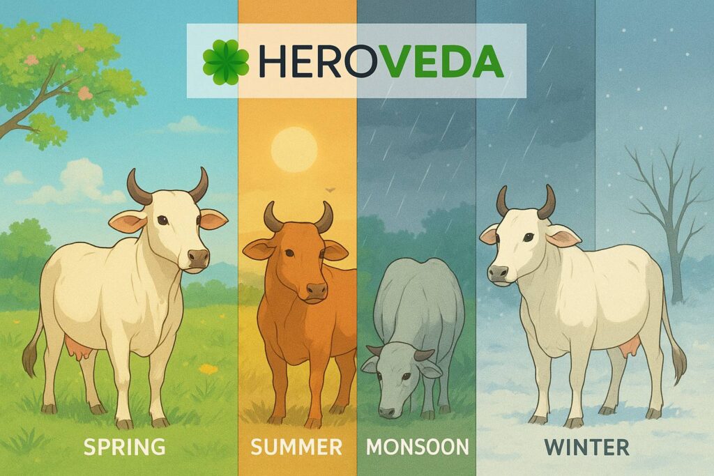 desi cow in different season